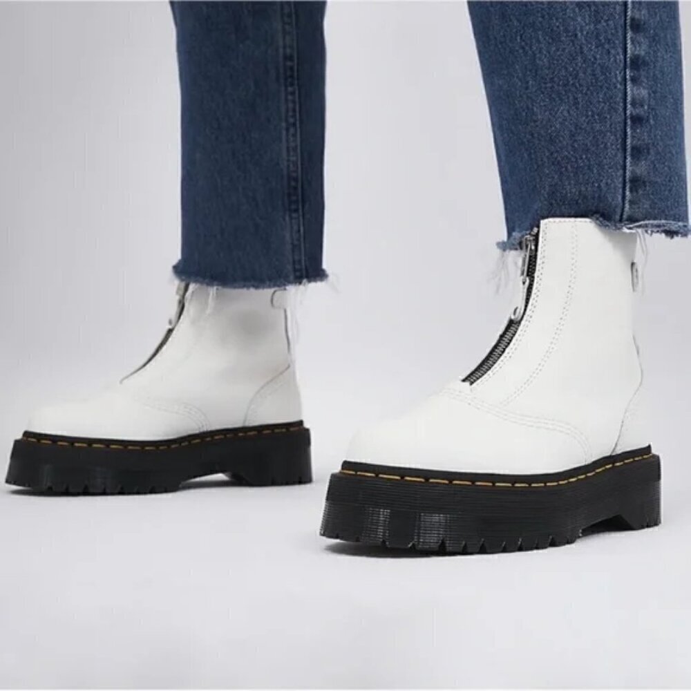 DR MARTENS Jetta Water Repellent Platform Bootie in White Size US 6